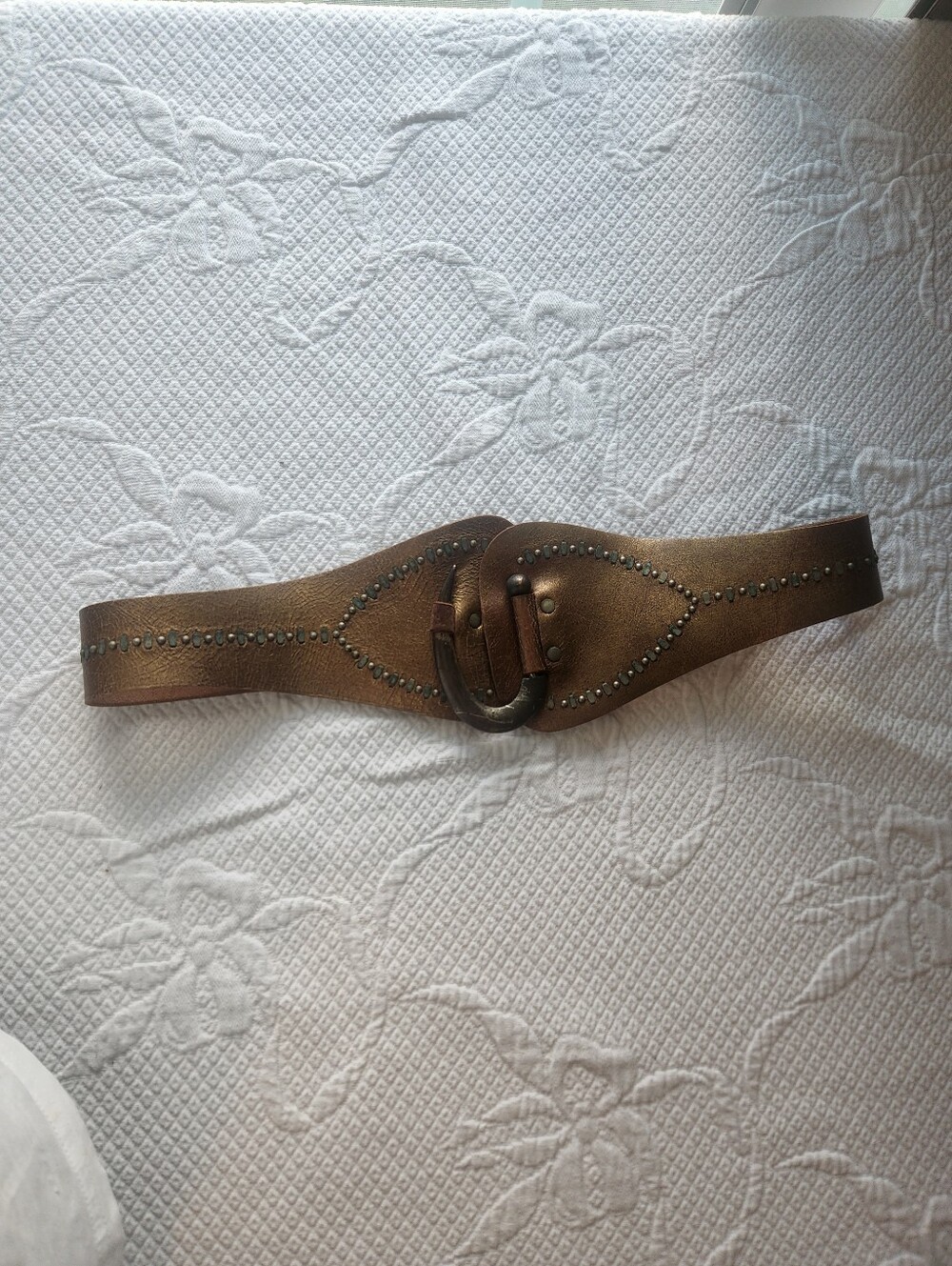 Bronze Studded Women’s Waist Belt with Curved Buckle Vintage
